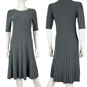 Armani Collezioni Charcoal Midi Dress with Stripes Size 2
